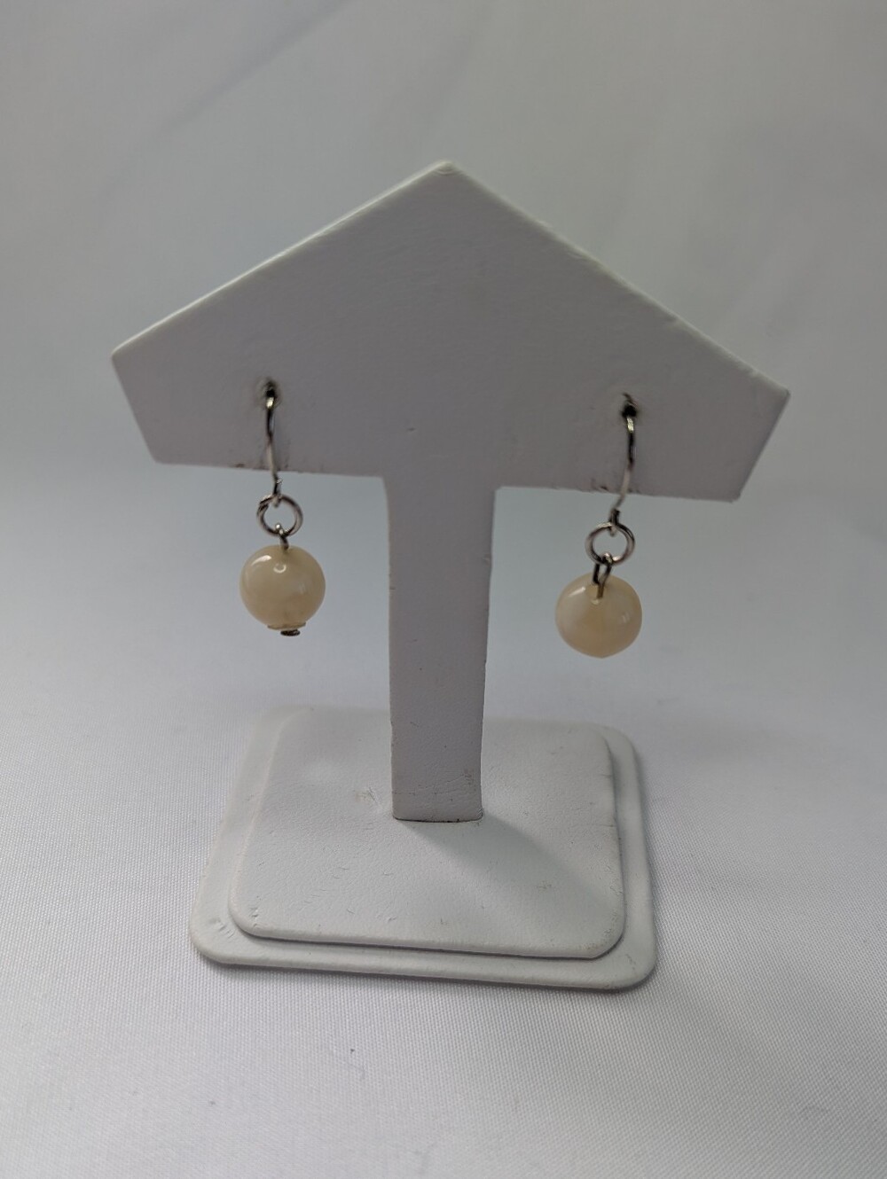 Stainless Steel Mother Of Pearl Bead Drop Earrings